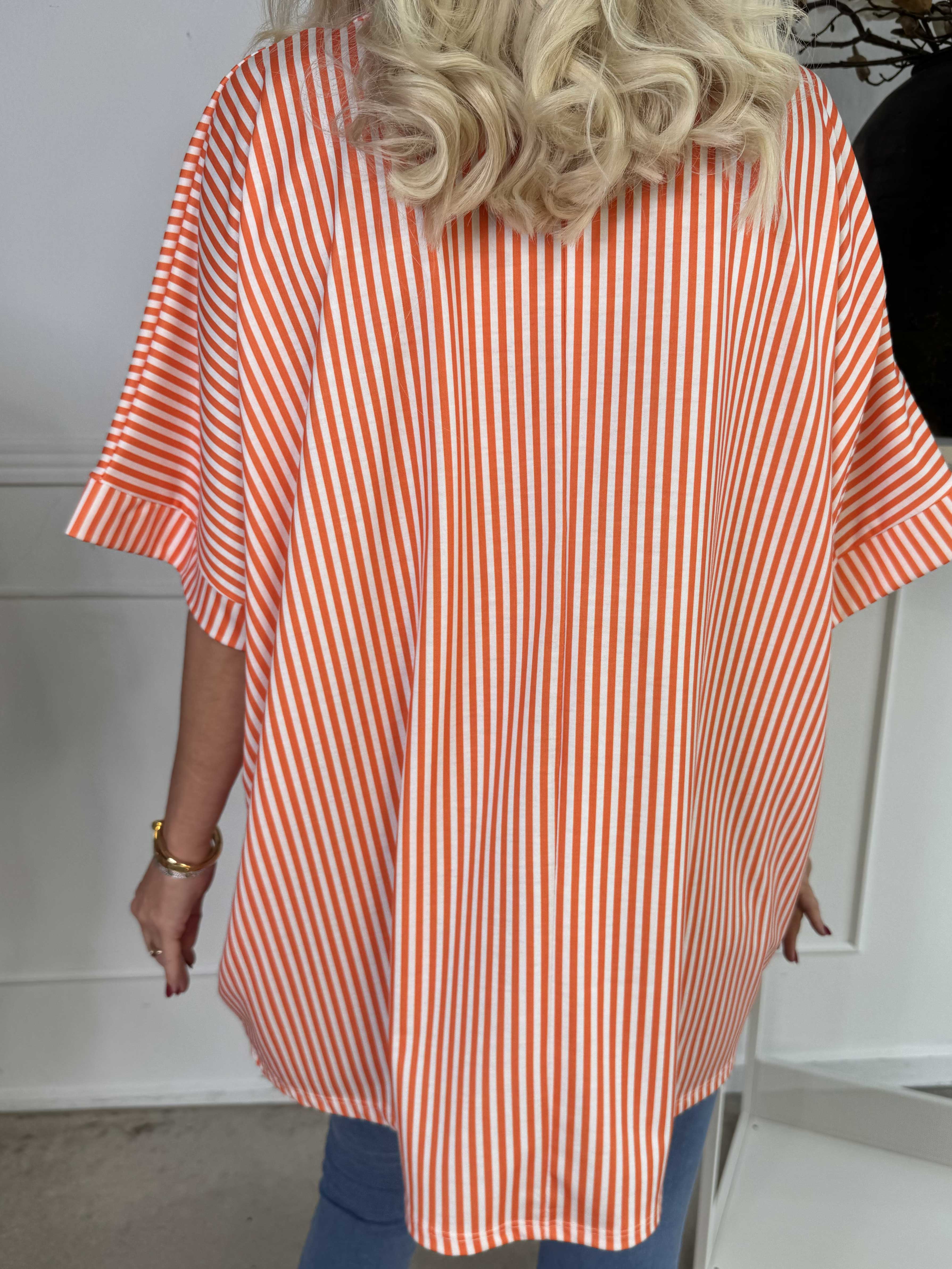 Mintu Stripe - Stribet t-shirt med vogue stående med glittrende similisten